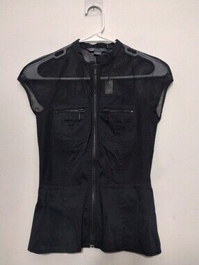 Armani Exchange Vest Jumpsuit Full Zip Cargo Patch Pockets Women's XS Mesh